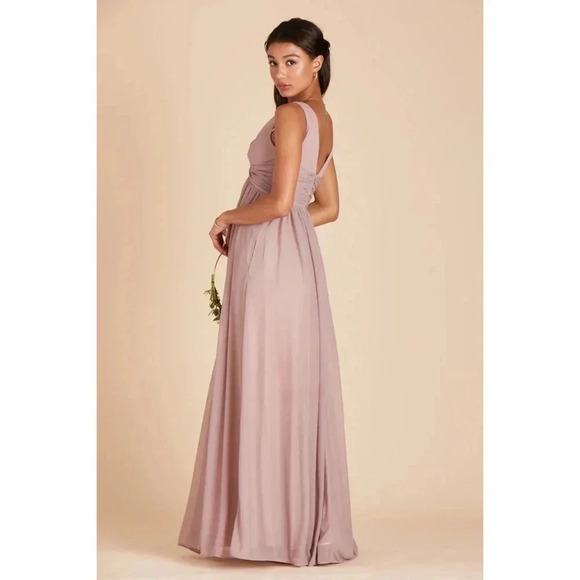 NWT Birdy Grey Lianna Maxi Dress Twisted V-Neck Empire Waist Mesh Mauve Size XS - Picture 5 of 12